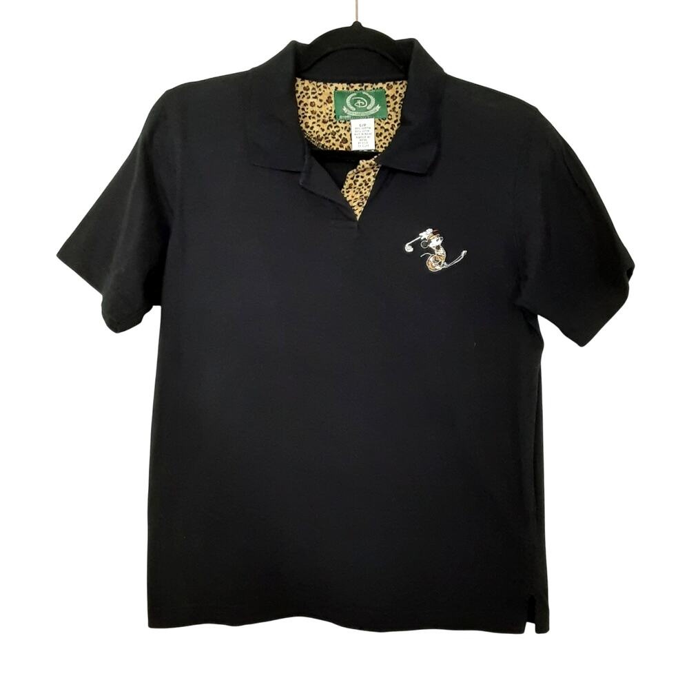 Vintage Disney Parks Minnie Mouse Golf Polo Shirt Black Womens S Y2K Embroidered
